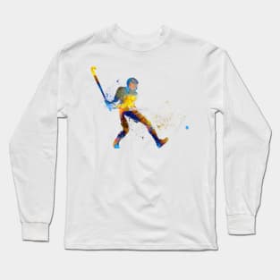 watercolor field hockey Long Sleeve T-Shirt